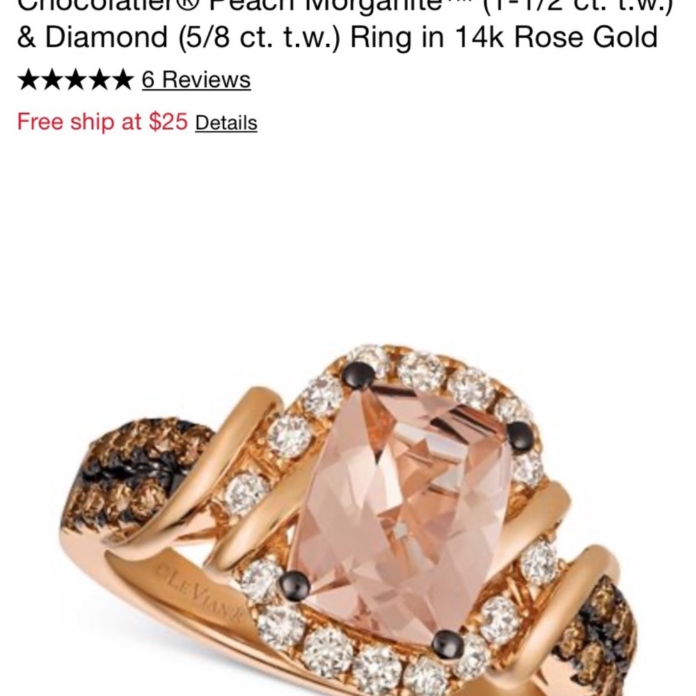 Morganite and chocolate diamonds ring. Size 7.